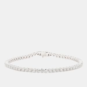 2.05 cts Round Lab Grown Diamond 14k White Gold Luxe Tennis Bracelet, Bracelets - Luxury Closet