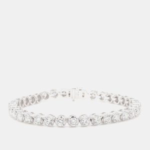 8.05 cts Round Lab Grown Diamond 14k White Gold Luxe Tennis Bracelet, Bracelets - Luxury Closet