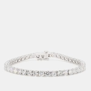 8.80 cts Round Lab Grown Diamond 14k White Gold Classic Tennis Bracelet, Bracelets - Luxury Closet