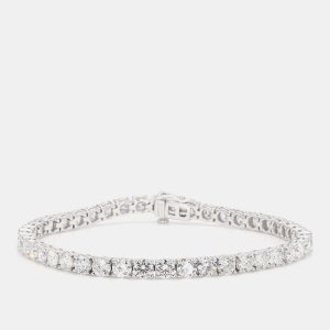 10.12 cts Round Lab Grown Diamond 14k White Gold Classic Tennis Bracelet, Bracelets - Luxury Closet