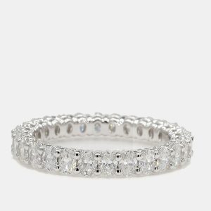 2.04 cts Oval Lab Grown Diamond 14k White Gold Eternity Band US 7, Rings - Luxury Closet