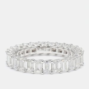 4.16 cts Emerald Lab Grown Diamond 14k White Gold Eternity Band US 7, Rings - Luxury Closet
