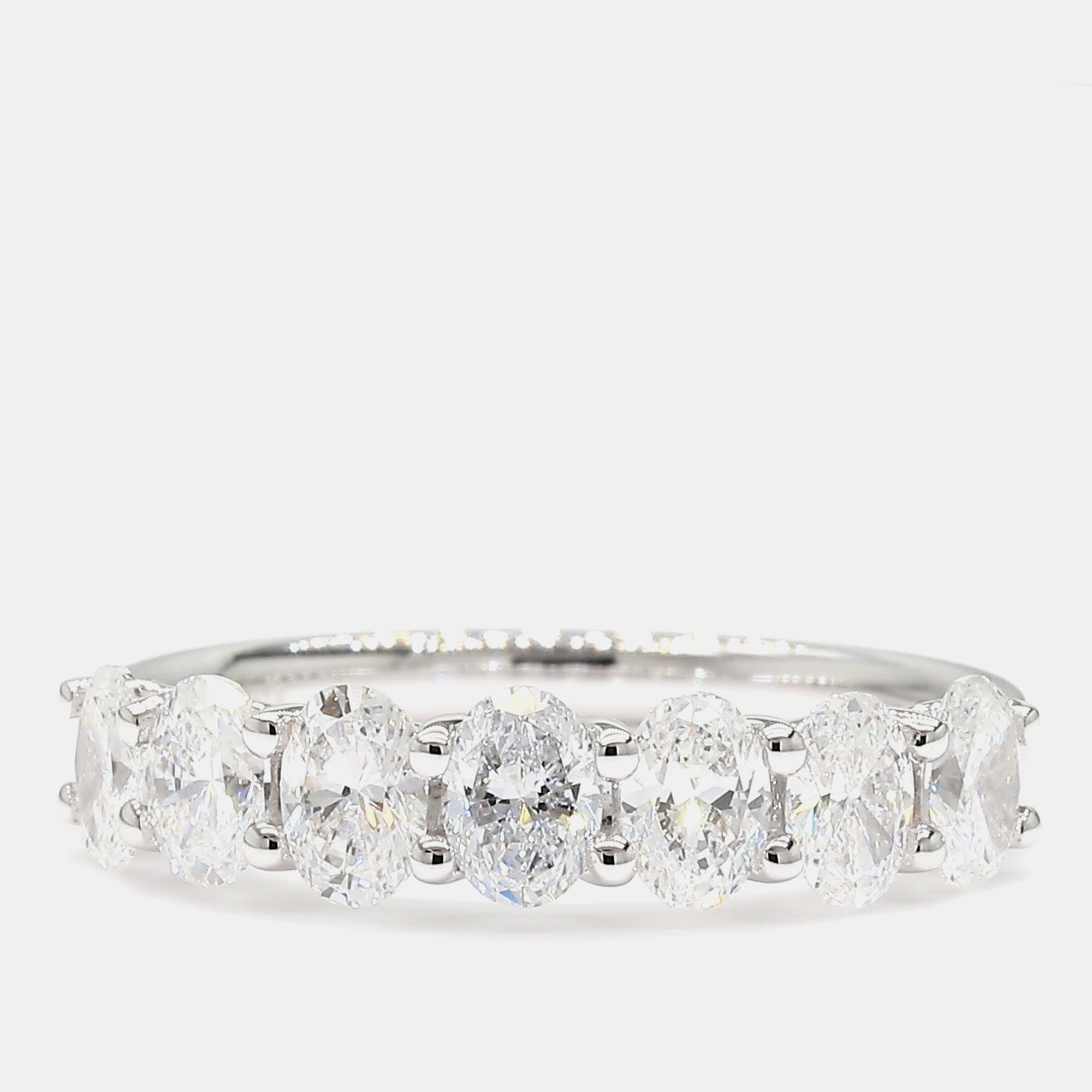 1.00 cts Round Lab Grown Diamond 14k White Gold 7 Stone Wedding Band US 7, Rings - Luxury Closet