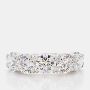 5.00 cts Round Lab Grown Diamond 14k White Gold 5 Stone Wedding Band US 7, Rings - Luxury Closet