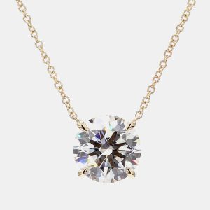 5.36 cts Round Lab Grown Diamond 14k Yellow Gold Solitaire Pendant 16, Necklaces - Luxury Closet