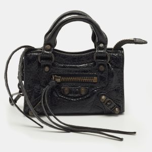 Balenciaga Black Leather Le City Micro Bag Charm, Luggage Accessories - Luxury Closet
