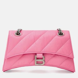 Balenciaga Crush Pink Leather Shoulder Bag, Handbags - Luxury Closet