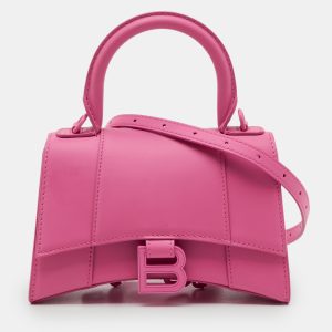 Balenciaga Pink Leather XS Hourglass Top Handle Bag, Satchels - Luxury Closet