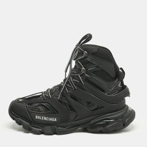 Balenciaga Black Faux Leather and Mesh Track Hike High Top Sneakers Size 40, Athletic Shoes & Sneakers - Luxury Closet