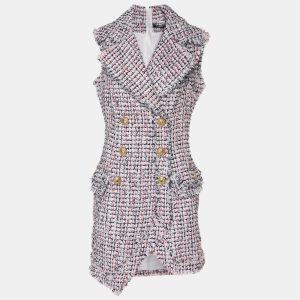 Balmain White/Multicolor Tweed Sleeveless Mini Dress M, Dresses - Luxury Closet