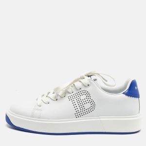 Balmain White/Blue Leather Lace Up Trainer Sneakers Size 37, Athletic Shoes & Sneakers - Luxury Closet