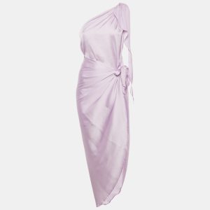 Baobab Lavender Satin One Shoulder Asymmetric Marea Maxi Dress XS, Dresses - Luxury Closet