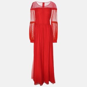 BCBGMAXAZRIA Red Knit Long Sleeve Maxi Dress L, Dresses - Luxury Closet