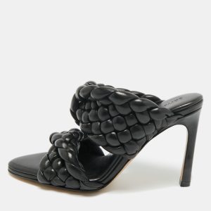 Bottega Veneta Black Intrecciato Leather Curve Slide Sandals Size 35, Sandals - Luxury Closet