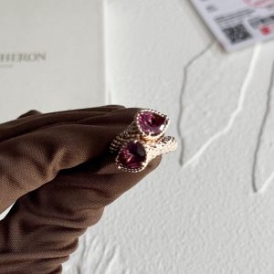 Boucheron Boheme 18K Rose Gold Garnet Ring EU 51, Rings - Luxury Closet