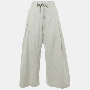 Brunello Cucinelli Grey Jersey Pleated Wide Leg Trousers S, Clothing - Luxury Closet