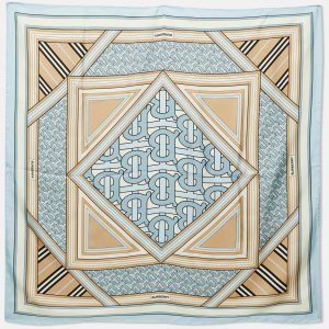 Burberry Pale Blue Montage Print Silk Square Scarf, Scarves & Shawls - Luxury Closet