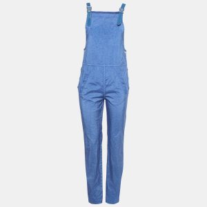 Burberry Warm Royal Blue Synthetic Leather Trim Dungarees XS, Suits - Luxury Closet