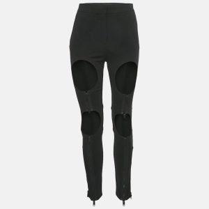 Burberry Black Crepe Cut-Out Zipper Detail Trousers S, Clothing - Luxury Closet