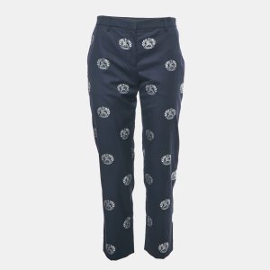 Burberry Navy Blue Brand Logo Jacquard Trousers S, Clothing - Luxury Closet