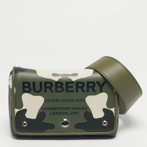 Burberry Green Camo Print Coated Canvas and Leather Hackberry Crossbody Bag, Handbags - Luxury Closet