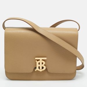 Burberry Beige Grain Leather Medium TB Shoulder Bag, Shoulder Bags - Luxury Closet