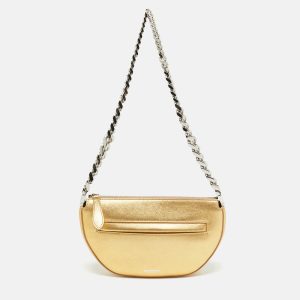 Burberry Olympia XXS Gold Leather Shoulder Bags, Shoulder Bags - Luxury Closet