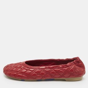 Burberry Burgundy Leather Saddler Ballet Flats Size 37, Flats - Luxury Closet