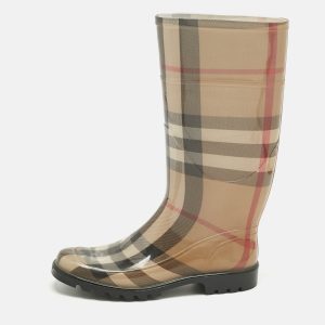 Burberry Beige PVC House Check Rain Boots Size 38, Boots - Luxury Closet