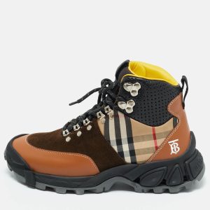 Burberry Tor Size 36.5 Multicolor Canvas, Leather and Suede Hiking Boots, Boots - Luxury Closet