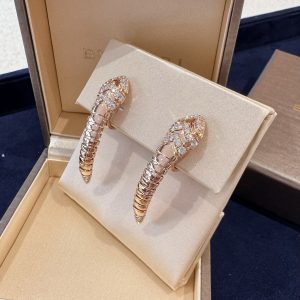 Bvlgari Serpenti 18K Rose Gold Diamond Earrings, Earrings - Luxury Closet
