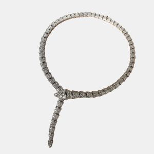 Bvlgari Serpenti Viper 18K White Gold and Diamond Necklace, Necklaces - Luxury Closet