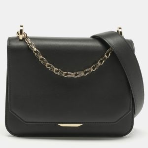 Bvlgari Black Leather Serpenti Hypnotic Shoulder Bag, Shoulder Bags - Luxury Closet