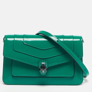 Bvlgari Green Patent Leather Serpenti Forever East West Shoulder Bag, Shoulder Bags - Luxury Closet