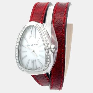Bvlgari Serpenti 102920 Quartz Mother of Pearl Stainless Steel Women&rsquo;s Wristwatch 27 mm, Watches - Luxury Closet