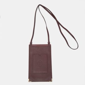 Cartier Burgundy Leather Must de Cartier Phone Crossbody Bag, Handbags - Luxury Closet