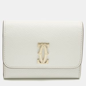 Cartier Double C De Cartier White Leather Card Case, Wallets & Money Clips - Luxury Closet