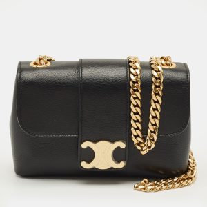 Celine Black Leather Mini Victoire Shoulder Bag, Shoulder Bags - Luxury Closet