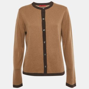 CH Carolina Herrera Brown Wool Knit Cardigan M, Sweaters & Cardigans - Luxury Closet