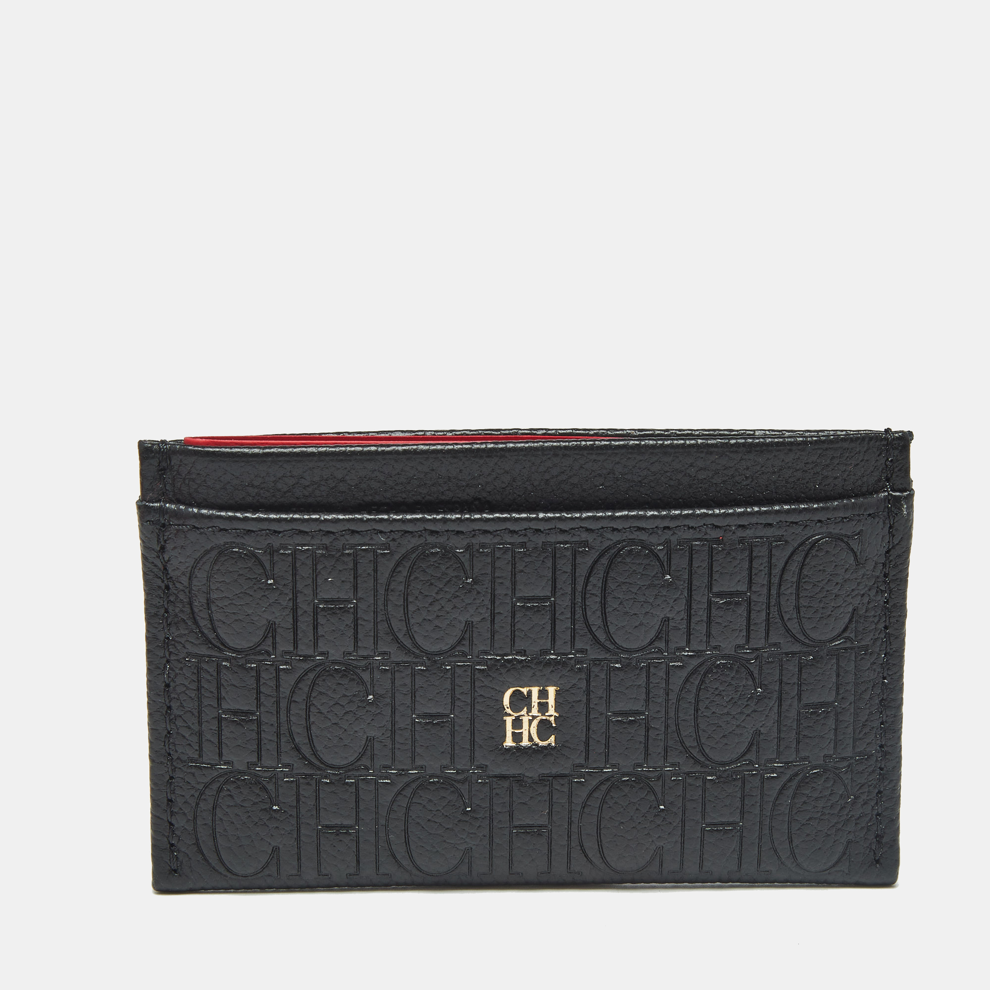 CH Carolina Herrera Black Monogram Leather Card Holder, Wallets & Money Clips - Luxury Closet