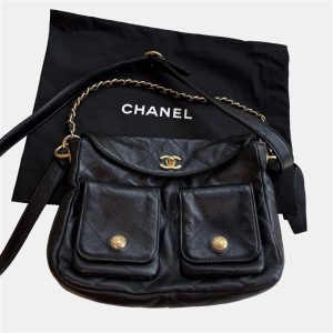 Chanel 24P Black Leather Quilted Messnger Bag, Tote Handbags - Luxury Closet