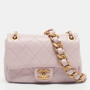 Chanel Pink Quilted Caviar Leather Mini Rectangular Flap Bag, Shoulder Bags - Luxury Closet