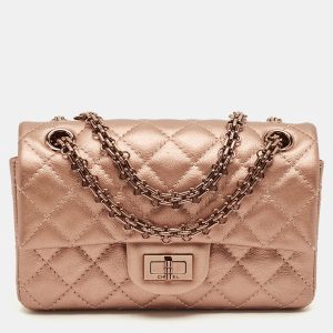 Chanel Rose Gold Quilted Leather Reissue 2.55 Mini Flap Bag, Shoulder Bags - Luxury Closet