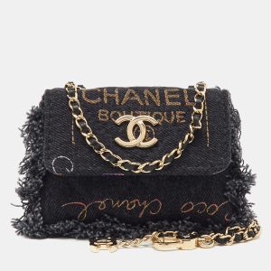 Chanel Black Denim Mood Convertible Chain Clutch, Clutches & Special Occasion Bags - Luxury Closet