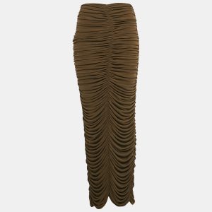 Chat's by C.Dam Brown Jersey Ruche Maxi Skirt S, Skirts - Luxury Closet