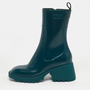 Chlo&eacute; Green Rubber Betty Rain Boots Size 41, Boots - Luxury Closet