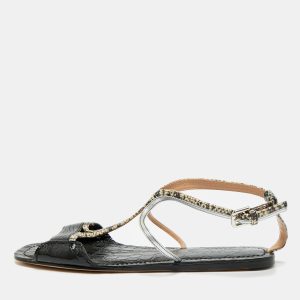 Chloe Multicolor Lizard Embossed and Croc Embossed Leather Ankle Strap Flats Size 38.5, Flats - Luxury Closet