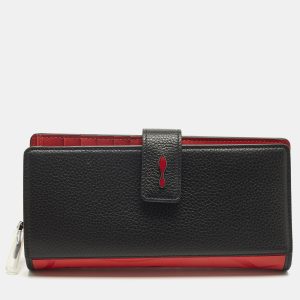 Christian Louboutin Paloma Black/Red Leather and Rubber Zip Around Wallet, Wallets & Money Clips - Luxury Closet
