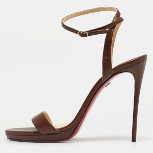 Christian Louboutin Brown Leather Loubi Queen Sandals Size 40, Sandals - Luxury Closet