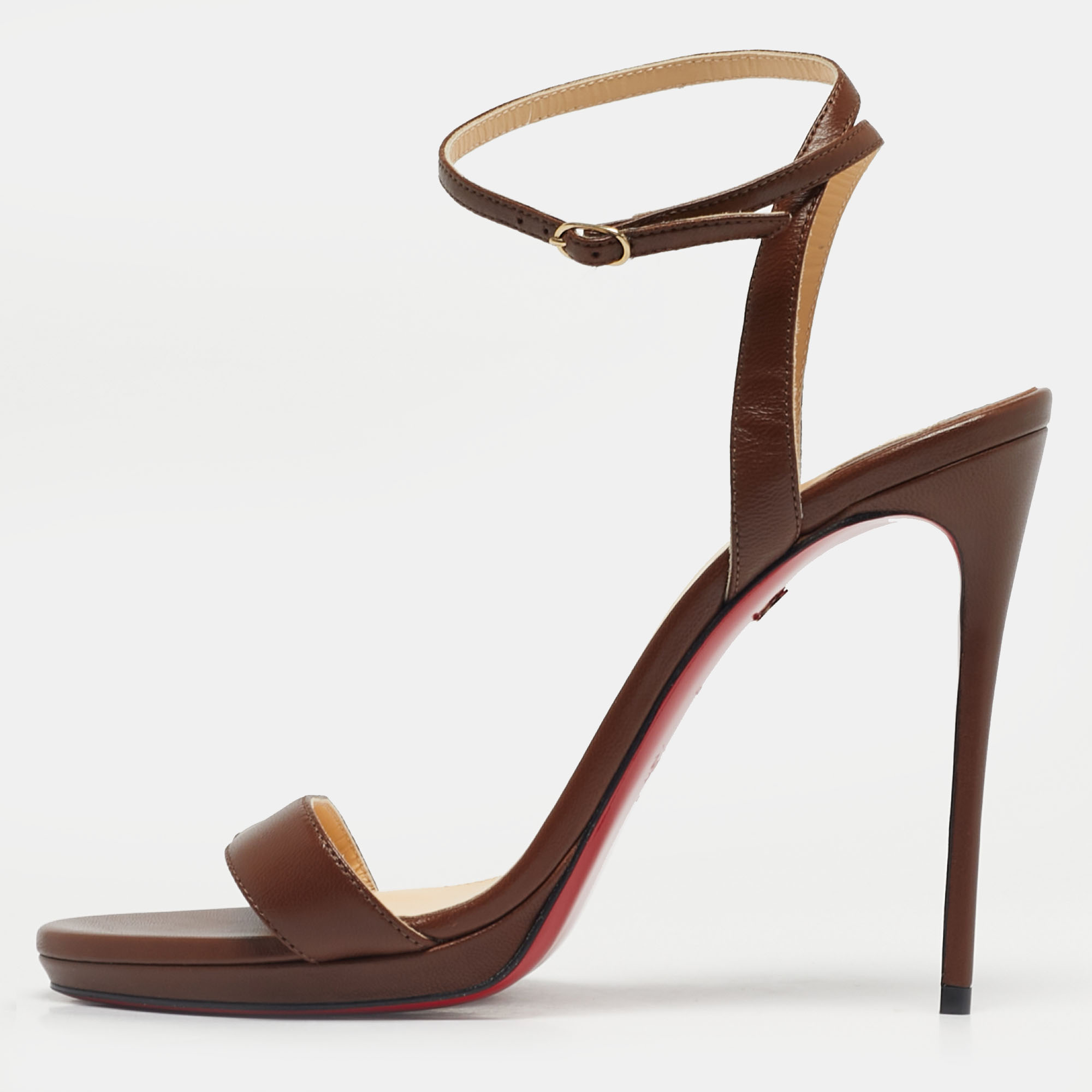 Christian Louboutin Brown Leather Loubi Queen Sandals Size 40, Sandals - Luxury Closet
